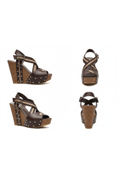 DARUGA Women's High Wedge Heeled Open Back Evening Dress Shoes