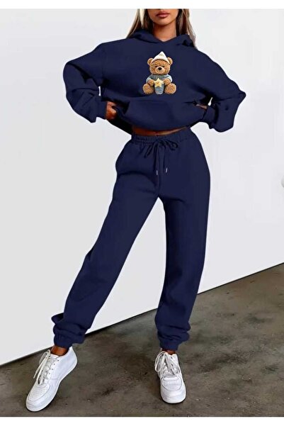 tkn your style Women's Top and Bottom Set Starry Teddy Bear Fashion Print Des...