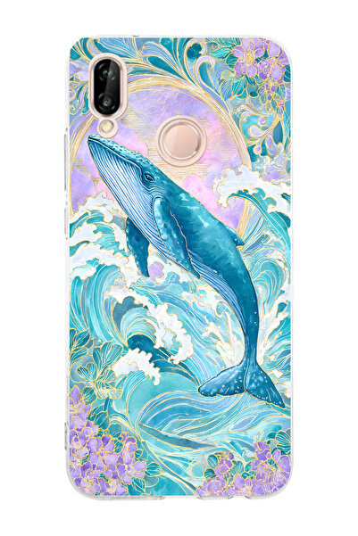 moonset Huawei P20 Lite Uyumlu Baskılı Yumuşak Silikon Şeffaf Telefon Kılıfı