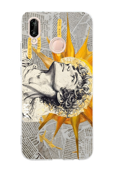 moonset Huawei P20 Lite Uyumlu Baskılı Yumuşak Silikon Şeffaf Telefon Kılıfı