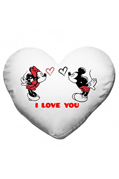 MARİ Heart pillow, white, "Mickey & Minnie"