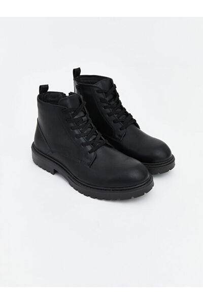 LC Waikiki Rmz Gi̇yi̇m Farki̇yla Men's Boots with Tie and Zipper in Leather Look