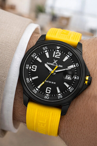 Daniel Klein Silicone Cord Steel Case Calendar Men's Wristwatch Wrist Bracele...