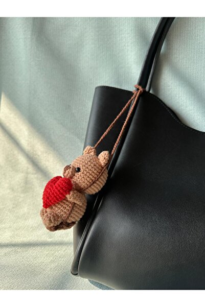 pun dore El Yapımı Amigurumi Ayıcık – Kırmızı Kalp TutanSallanan Figür, Araba...