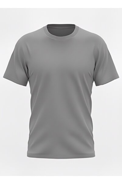 Ümiteks world of clothes Gray Crew Neck Short Sleeve Combed Cotton T-Shirt 0 ...