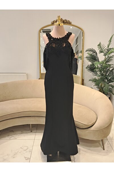 Mergen SİYAH UZUN ABİYE ELBİSE