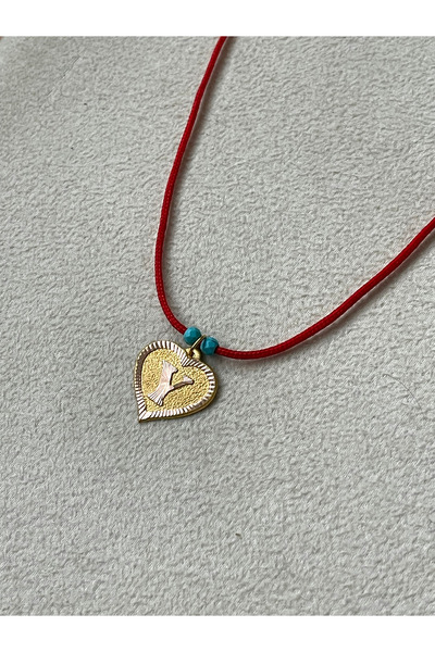 Rupen Kraft Kırmızı İpli 14 Ayar Altın Y Harfi Kolye Altın Kalpli Harf Kolye ...