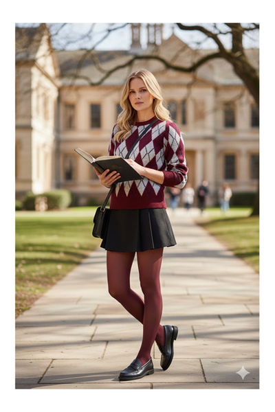 Namaste Vintage Burgundy-Gray Baklava Patterned Knitwear Sweater
