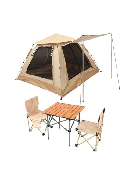 Belle Vous Camping set, 195 x 195 x 135 cm, table and 2 folding chairs, 4 pie...