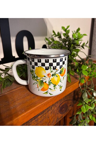 ALEV EMAYE Emaye Kupa 500 ml – 9 cm – Limon Desenli 🍋 büyük boy