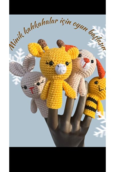 pun dore El Yapımı Amigurumi Parmak Kuklası – 4 Farklı Figür, Eğitici & Eğlen...