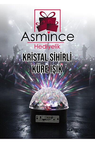 asmince Ambiyans Küre Disko Topu Müzik Çalar Renkli Bluetooth Sese Duyarlı Iş...