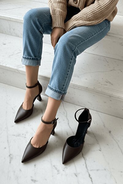 DİVOLYA Fetuma Brown (8 cm Heel) Pointed Toe Heeled Shoes
