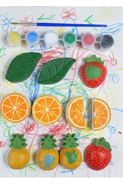 crafts tasarım atölyesi Meyve Boyama 11 Li Set ve 6 Lı Şerit Akrilik boya ve ...
