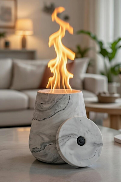 betonmall Mini Masaüstü Bioethanol Şömine | Cam Yakıt Hazneli Dumansız Ateş Ç...