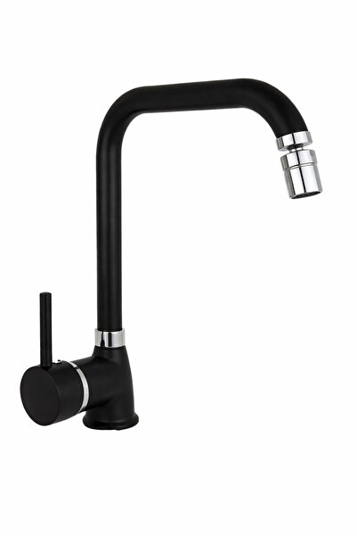 MUSLUQ خلاط مطبخ أسود بفوهة أنبوبية مع رأس متحرك