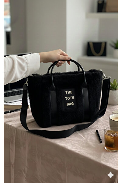 AngelBags Women's Black Column Strap Fur Plush Crossbody Bag