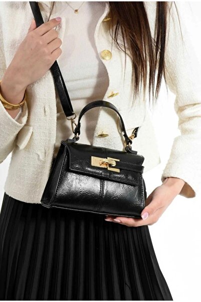 Pera Collection حقيبة كتف وحقيبة يد نسائية سوداء اللون