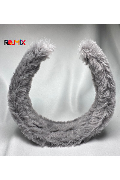Rojmix Gri Tüylü Peluş Taç