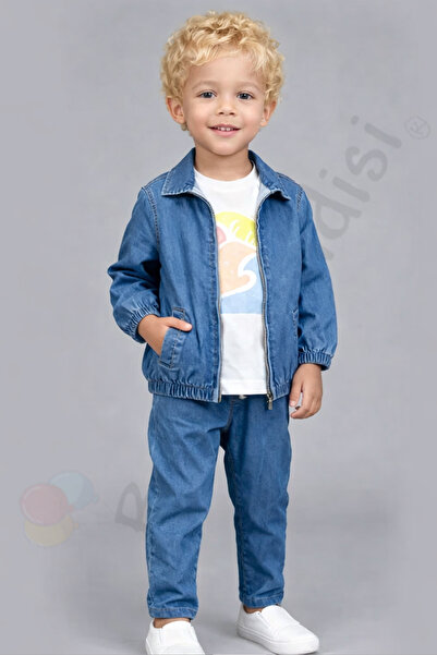 Bebek Vadisi Şık Tişörtlü Kot Ceketli Pantolonlu Cepli Erkek Bebek Çocuk alt ...