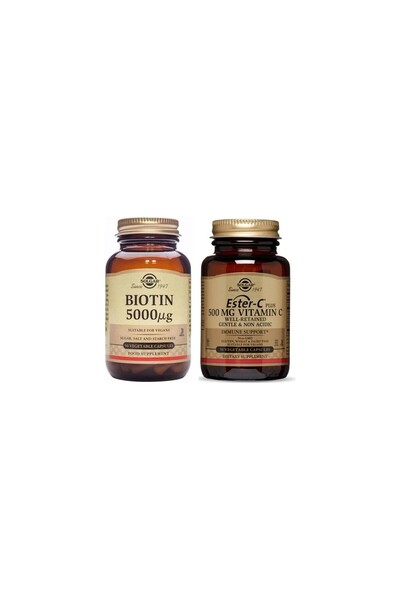 Solgar Biotin 5000 Mcg 50 Capsules+Solgar Ester-C Plus 500 Mg 50 Capsules