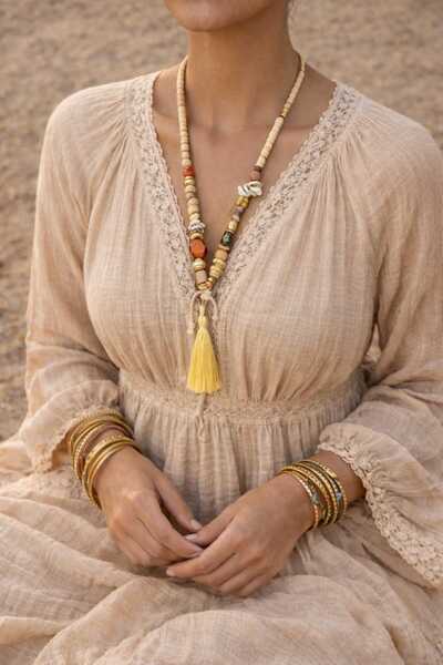 cleopatra takı aksesuar Hazal Ethnic Design Tassel Necklace