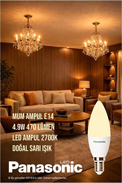 PANASONIC 4.9W Mum Ampul E14 2700K Sarı Işık | Sıcak Işık, Tasarruflu LED Ampul