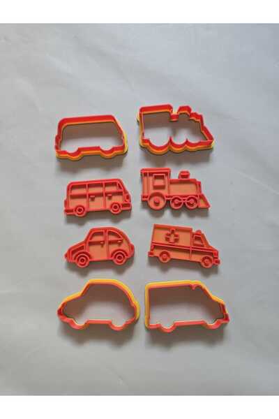 DigiArtisan3D 4-Piece Vehicle Cookie Mold Set Dough Shaper.- Car, Train, Bus, Ambulance