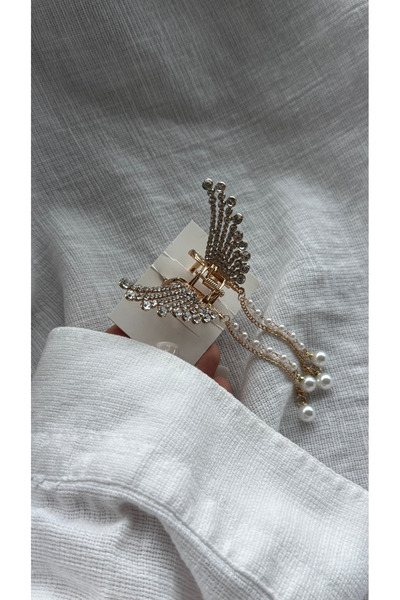 YOYYO Πέτρινη πόρπη με κλιπ σε σχήμα φτερού αγγέλου - Σειρά με μαργαριταρένια...