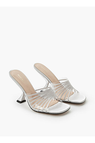 Haadana WOMENS FASHIONABLE PERSPEX HEELED MULE SANDALS