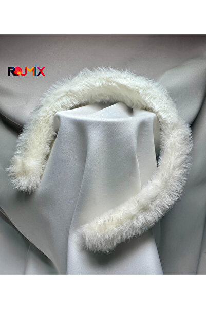 Rojmix White Feather Plush Crown