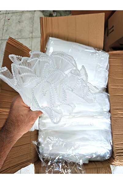 Botanikelbuketleri İncili tüllü buketlik fırfır