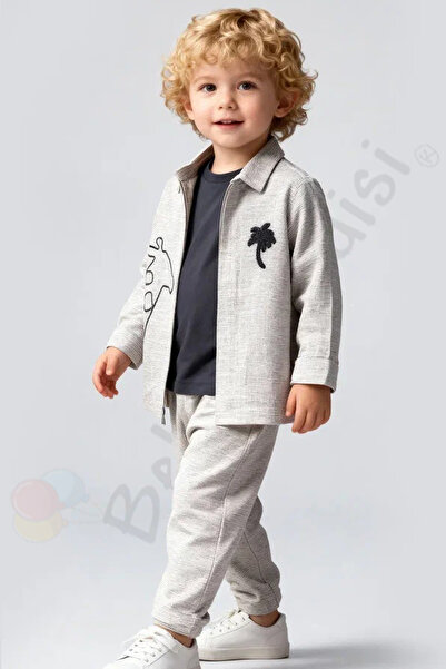 Bebek Vadisi Baby Boy with Giraffe Jacket, T-Shirt and Pants, 3-Piece Set, Ho...