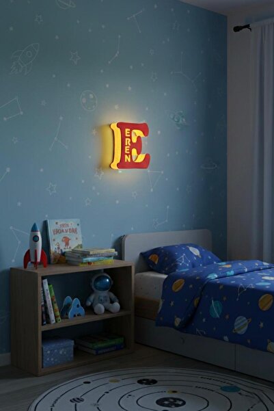 Runc Design Kişiye Özel İsimli Harf Gece Lambası -Çocuk Odası Duvar Dekorasyo...