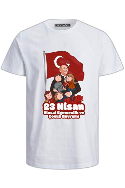 Efendioğlu Design Short-Sleeved Ataturk Embracing Children Printed Cotton 23 ...