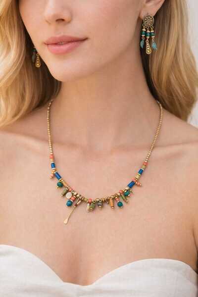 cleopatra takı aksesuar مجموعة أقراط نسائية متعددة الألوان من آريا إثنيك بوهيم