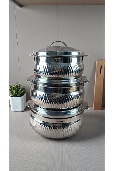 AR HOME 3 PCS STELL -FOOD CONTAINER SET-HOT-POT-2500/3500/5000