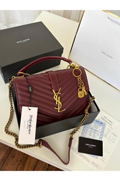 Yves Saint Laurent حقيبة سان لوران بورغندية