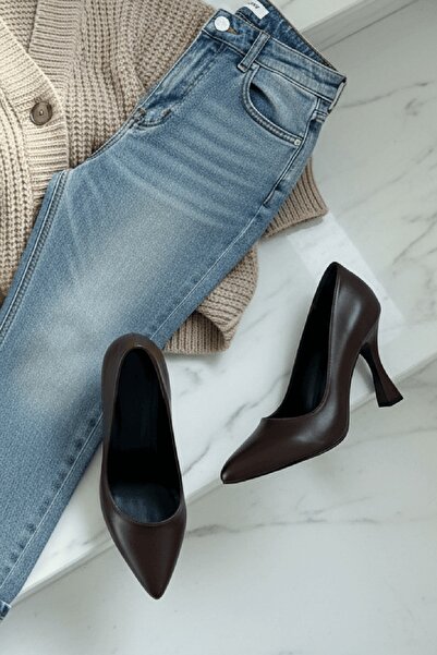 DİVOLYA Vest Brown (8 cm) Heel Height Daily Use Stiletto