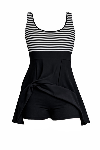 CUPSEA Γυναικείο μαγιό με σορτς και φούστα με ριγέ σχέδιο