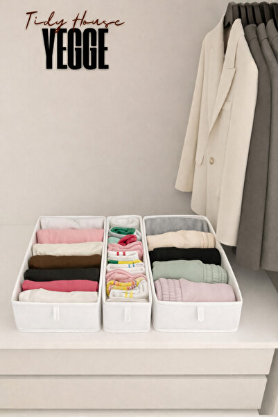 YEGGE Set of 3 Drawer and Cabinet Organizers, Shelf Organizers, Foldable Sock...