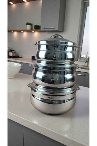 AR HOME 3 PCS STELL -FOOD CONTAINER SET-HOT-POT-2500/3500/5000