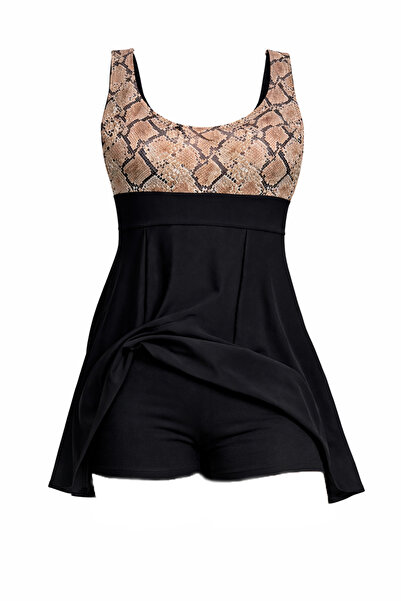 CUPSEA Γυναικείο μαγιό με σορτς και φούστα, με φόρεμα με καφέ σχέδιο