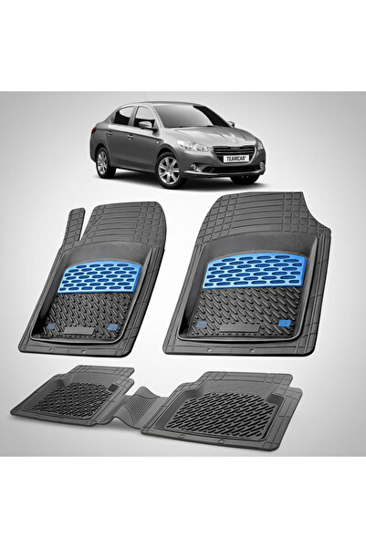 TEAMCAR ® Car Mats Tray Type Compatible Peugeot 301 (2012-2016) Blue