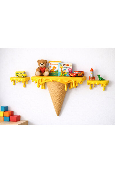 Della Dondurma Raf Seti – Çocuk Odası Dekoratif Duvar Rafı (1 Büyük + 2 Küçük...