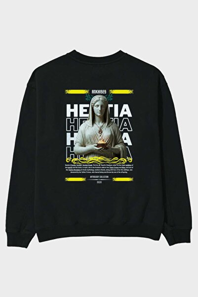 Ankhises Hestia 1 Mythology Μαύρο φούτερ με στάμπα στην πλάτη, ανδρικό γυναικ...