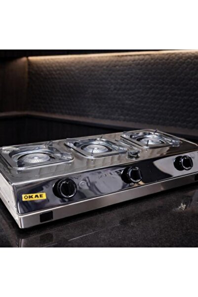 OKAE Stainless Steel Gas Stove 3 Burners Automatic