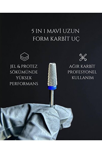 Rulia Professional Rulia 5 in 1 Mavi Uzun Karbit Freze Ucu Jel ve Protez Sökü...