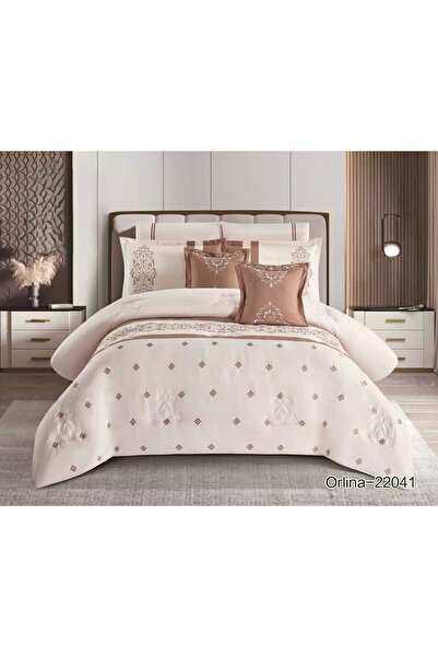 Red Rose مفرش نفرين مطرز صيفي مكون من 8 قطع مقاس 230*250 سم