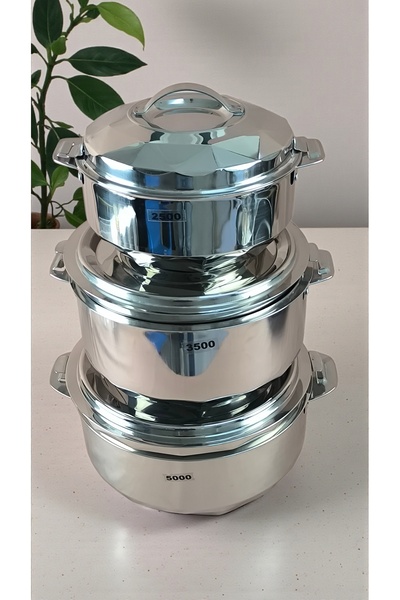 AR HOME 3 PCS STELL -FOOD CONTAINER SET-HOT-POT-2500/3500/5000